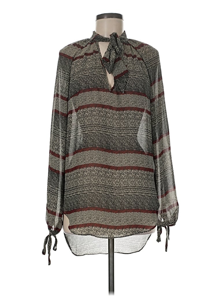 Pre-owned Bishop + Young Long Sleeve Blouse In Gray