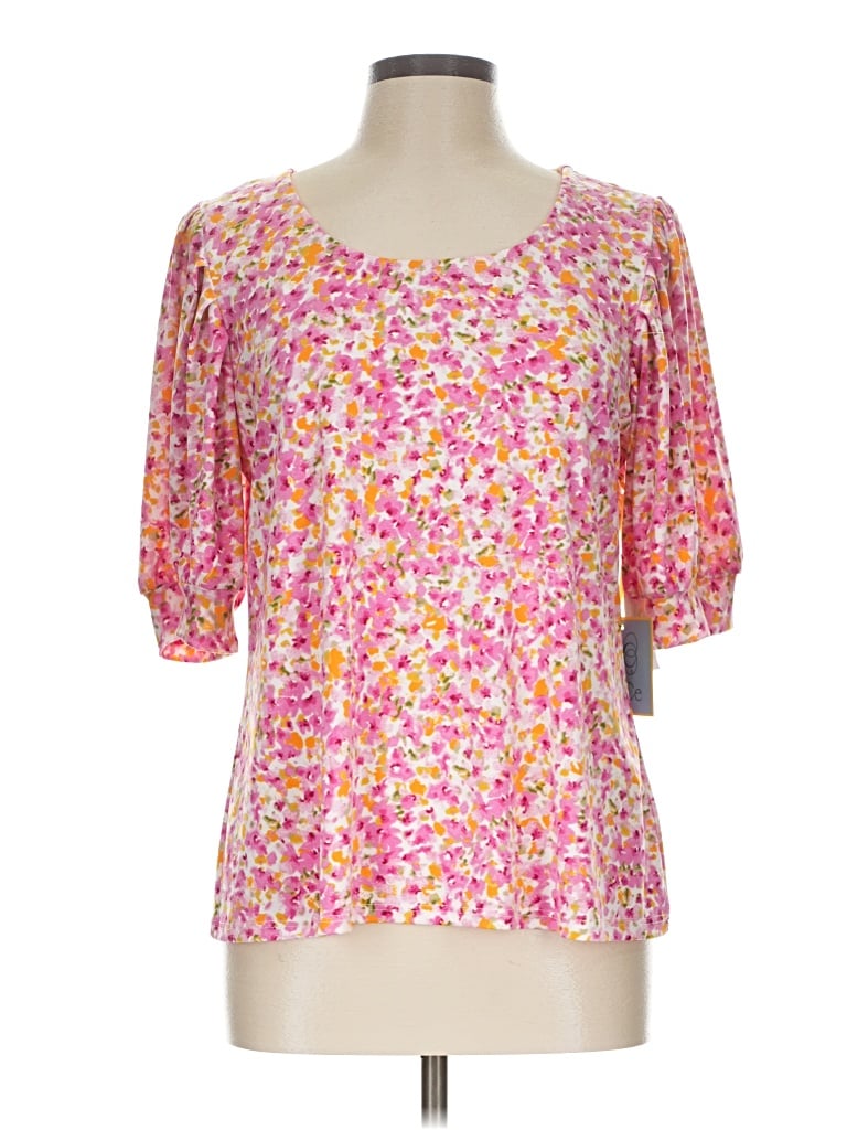 Pre-owned Cece Short Sleeve Blouse In Pink
