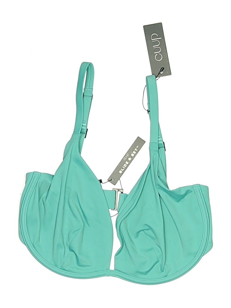 Cuup Swimsuit Top Teal Solid Pattern Swimwear