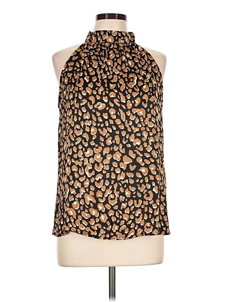 Pre-owned Olivia Grey Sleeveless Blouse In Gold