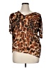 Calvin Klein 100% Polyester Animal Print Brown Short Sleeve Blouse Size XL - photo 1