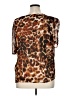 Calvin Klein 100% Polyester Animal Print Brown Short Sleeve Blouse Size XL - photo 2