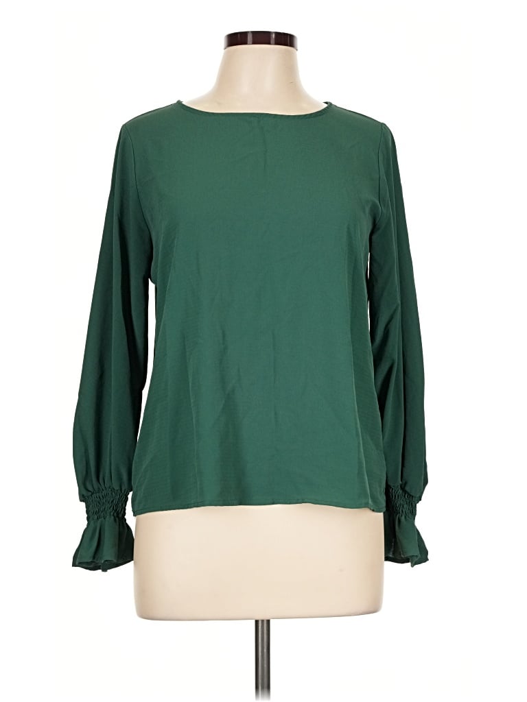 Pre-owned She + Sky Long Sleeve Blouse In Green