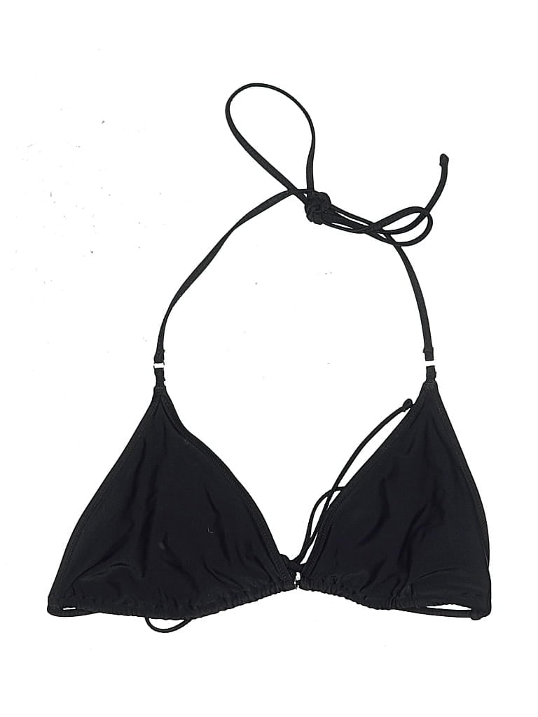 Pre-owned White Fox Swimsuit Top Black Solid Pattern Swimwear