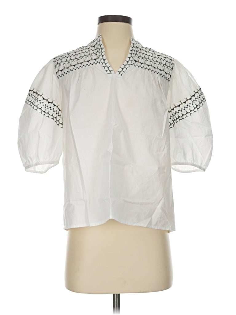 Pre-owned Calligraphie 3/4 Sleeve Blouse In White
