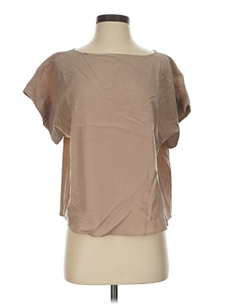 Pre-owned Eileen Fisher Short Sleeve Blouse In Tan