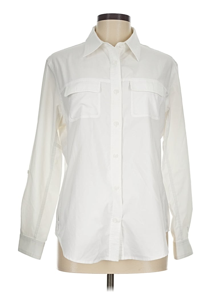 Pre-owned Coolibar Long Sleeve Blouse In Ivory