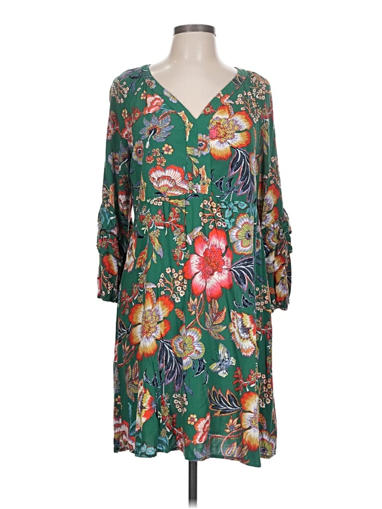 Pre-owned Fig And Flower Casual Dress In Green