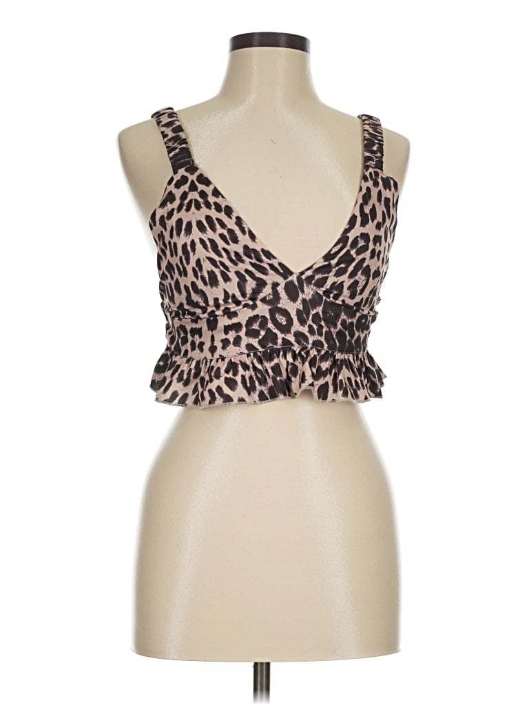 Pre-owned Kittenish Sleeveless Top Brown Sweetheart Neckline Tops