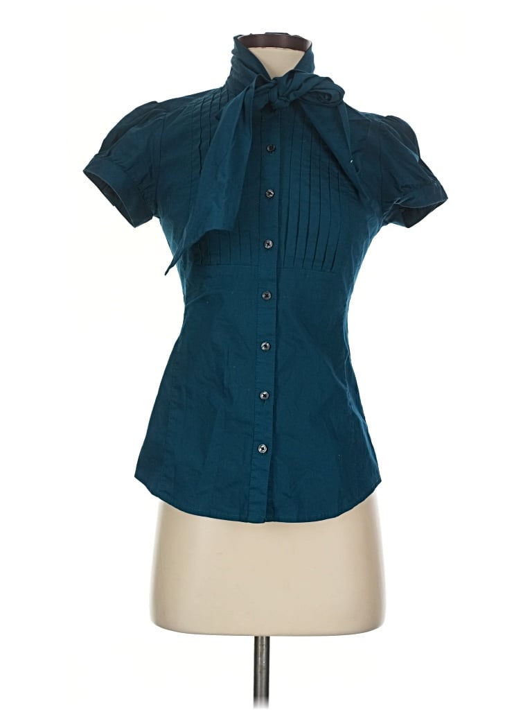 Pre-owned Express Design Studio Short Sleeve Blouse In Teal