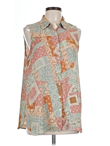 Rose + Olive Sleeveless Button-Down Shirt (view 1)