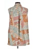 Rose + Olive Orange Sleeveless Button-Down Shirt Size L - photo 2