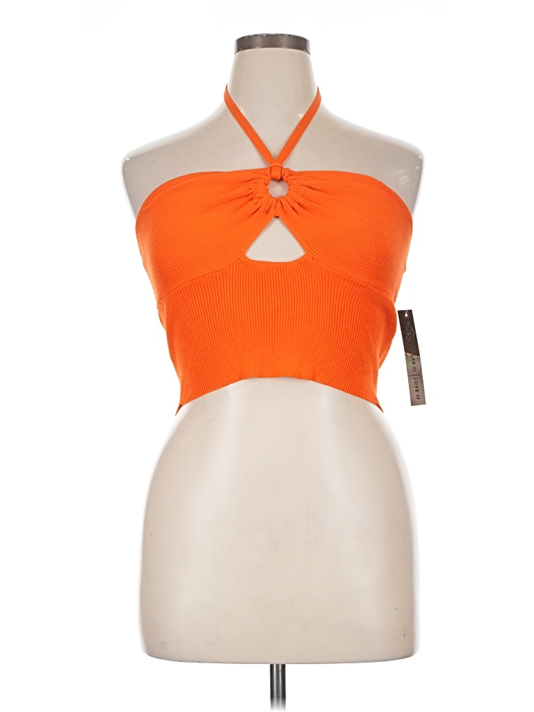 Almost Famous Tank Top Orange Halter Neckline Tops