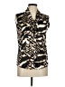 Calvin Klein Animal Print Brown Sleeveless Button-Down Shirt Size M - photo 1