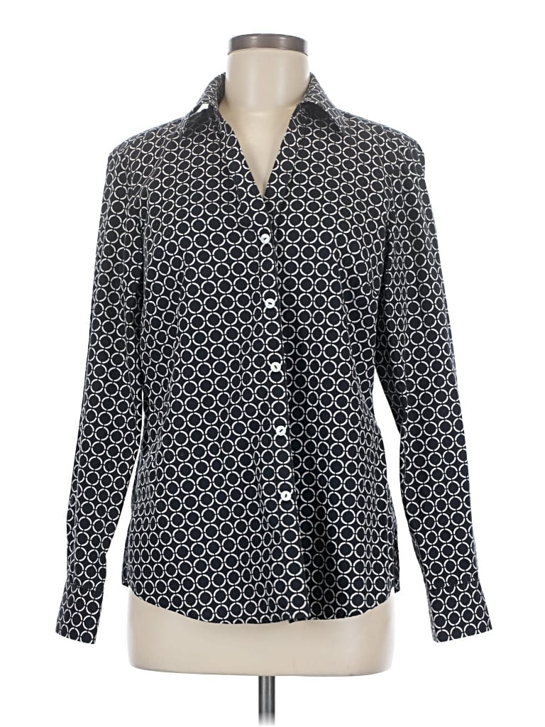 Pre-owned Foxcroft Long Sleeve Blouse In Black