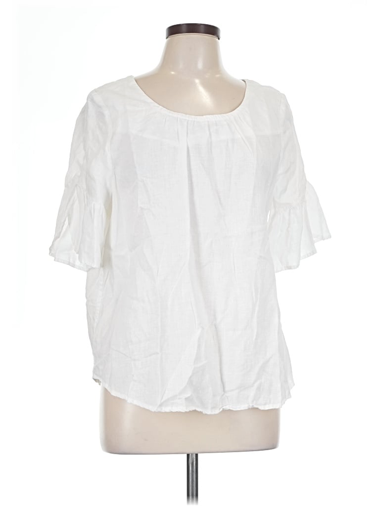Pre-owned Sundance Short Sleeve Blouse In White