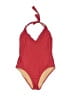 J.Crew 100% Polyester Color Block Red One Piece Swimsuit Size 10 - photo 1