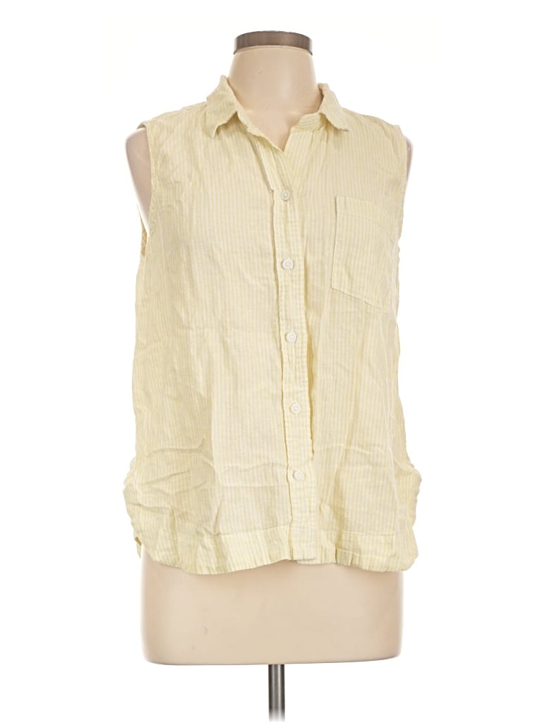 Pre-owned Beachlunchlounge Sleeveless Button Down Shirt In Yellow