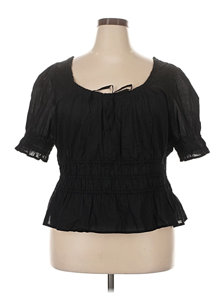 Pre-owned Gap Short Sleeve Blouse In Black