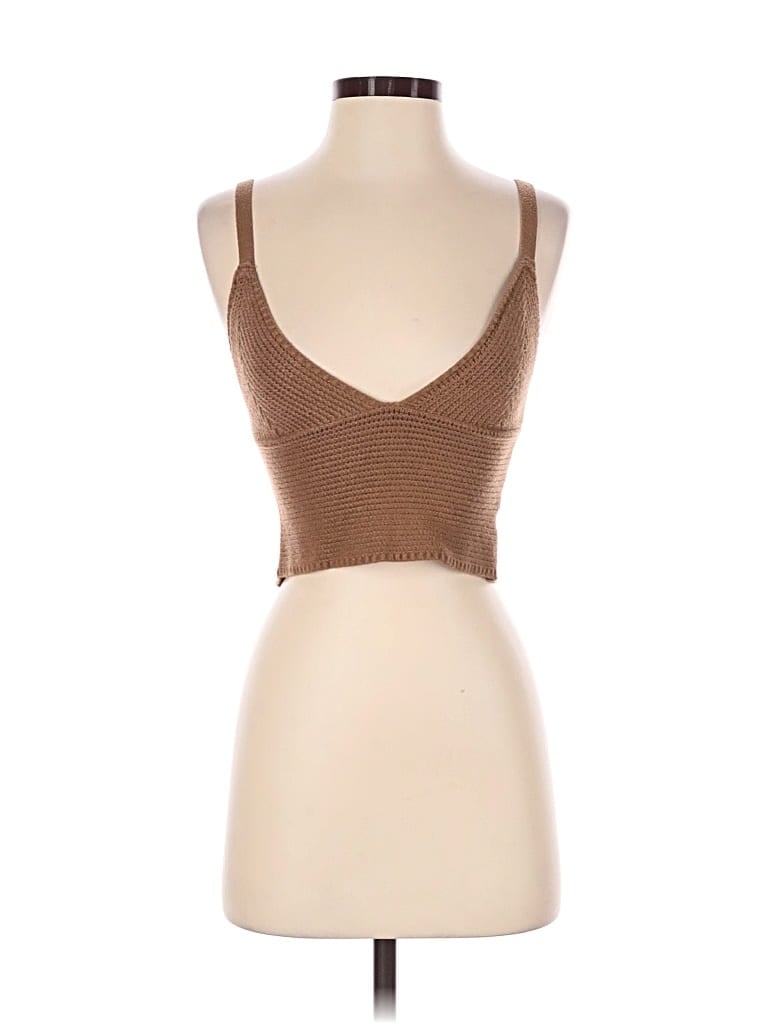 Pre-owned Acoa Collection Tank Top Brown Sweetheart Neckline Tops