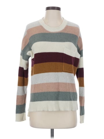 Madewell Thompson Pocket Pullover Sweater in Rainbow Stripe (view 1)