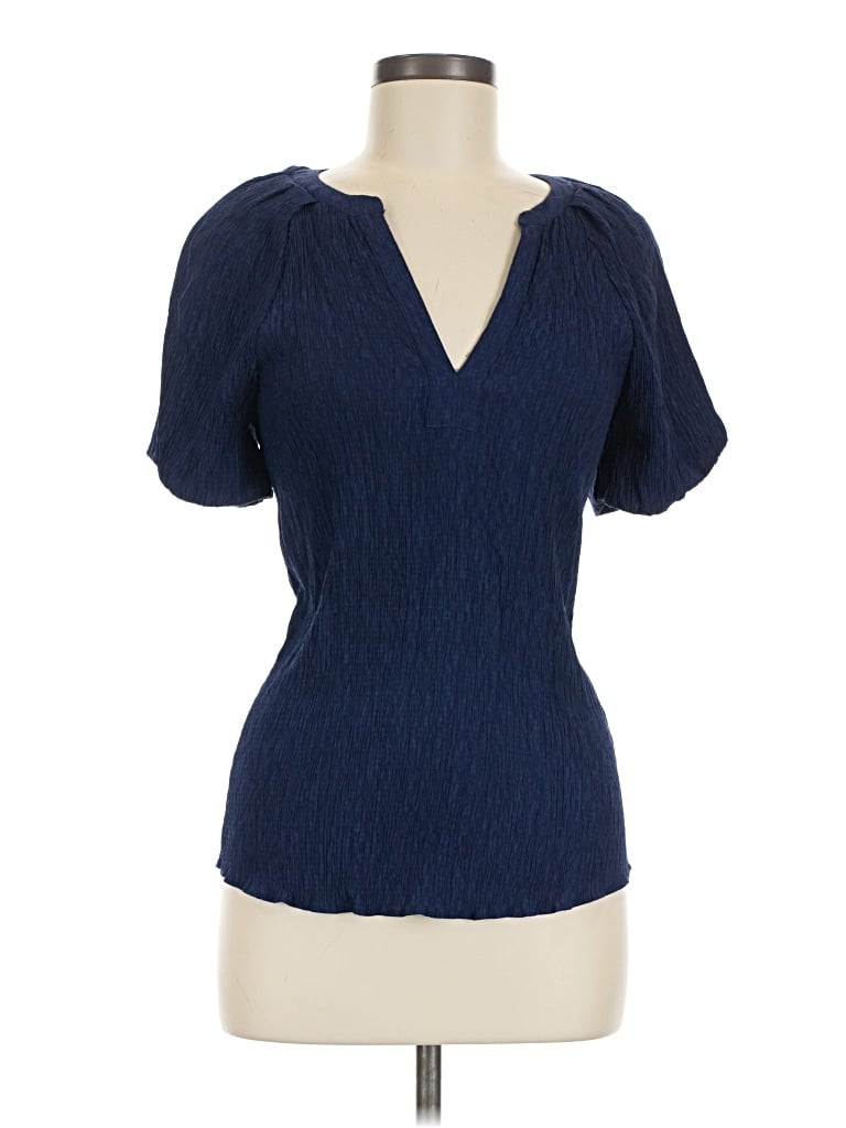 Pre-owned Current Air Short Sleeve Blouse In Blue