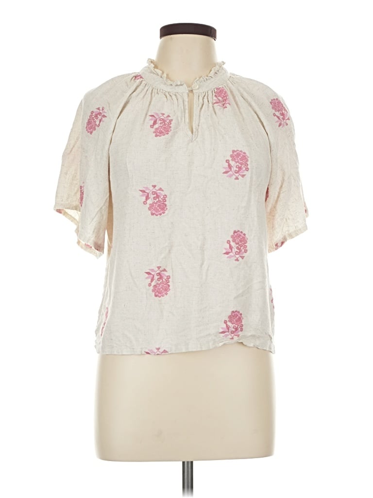 Pre-owned Solitaire Short Sleeve Blouse In Ivory