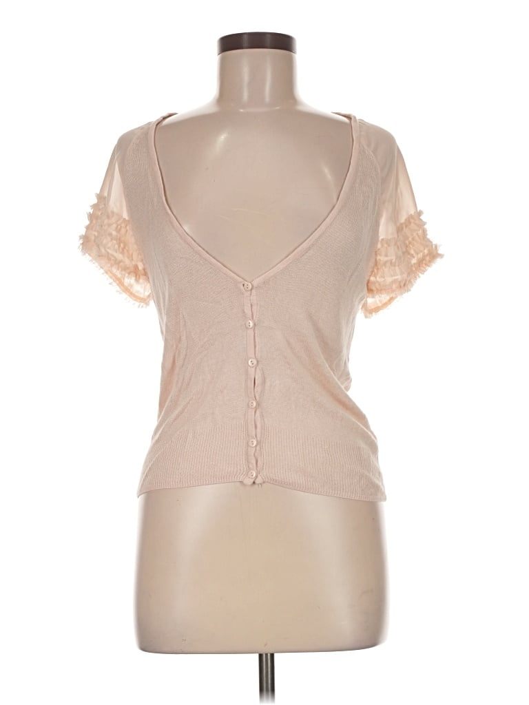 Pre-owned Studio Y Short Sleeve Top Tan Sweetheart Neckline Tops
