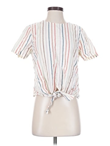 Madewell Button-Back Tie Tee in Rainbow Stripe (view 1)