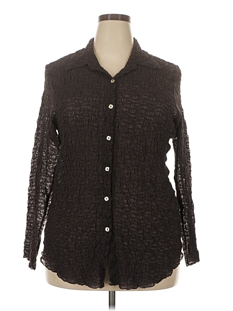 Pre-owned Avenue Long Sleeve Blouse In Brown