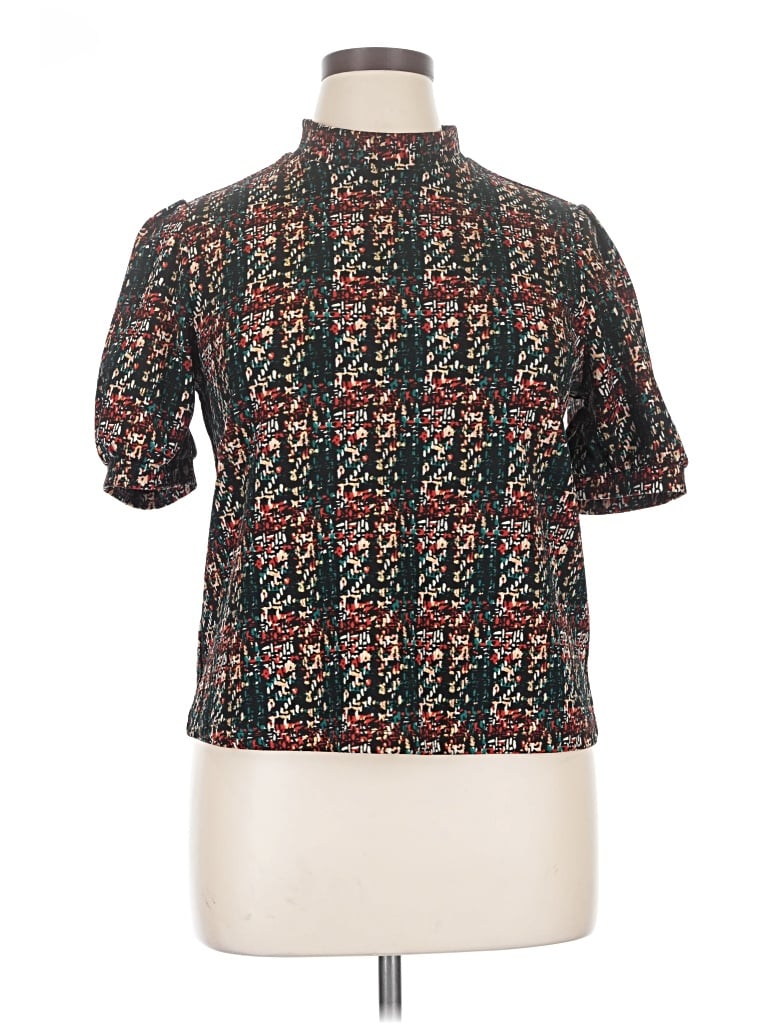 Pre-owned Everleigh Short Sleeve Blouse In Black