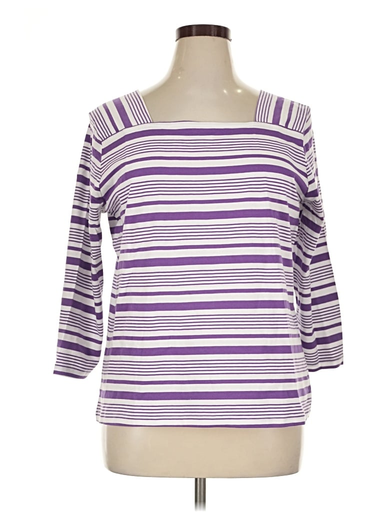 Pre-owned Appleseeds 3/4 Sleeve Top Purple Boatneck Tops