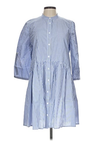 Madewell Button-Front Gathered Mini Dress in Stripe Poplin (view 1)
