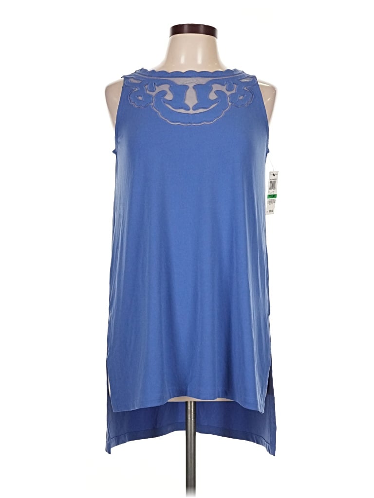 Alfani Sleeveless Top Blue Keyhole Neckline Tops
