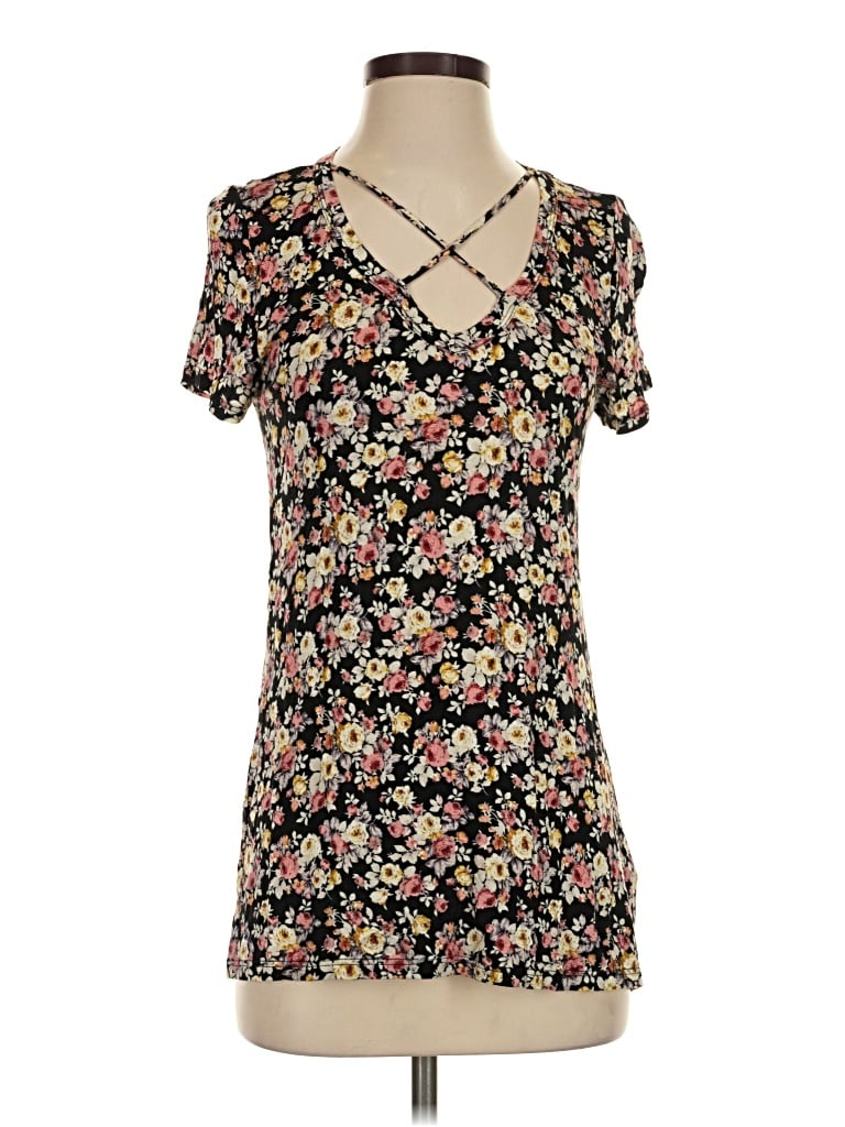 Pre-owned P.s. Kate Short Sleeve Top Black Sweetheart Neckline Tops