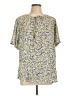 AB Studio 100% Polyester Yellow Short Sleeve Blouse Size L - photo 1