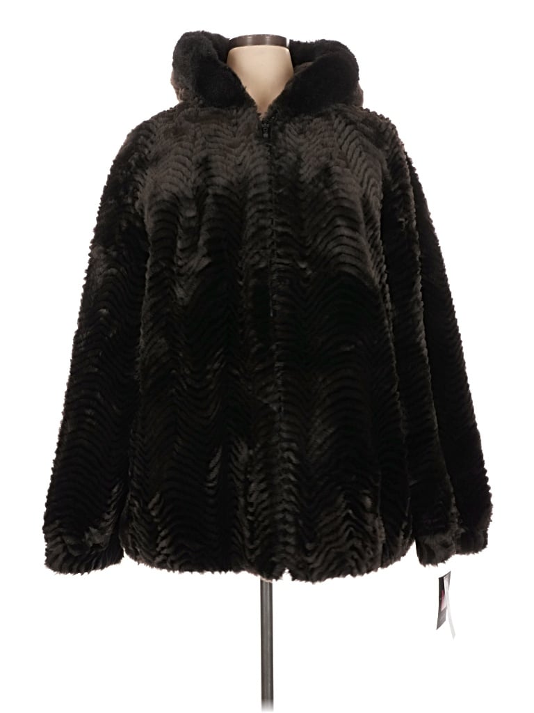 Pre-owned Gallery Faux Fur Jacket In Black