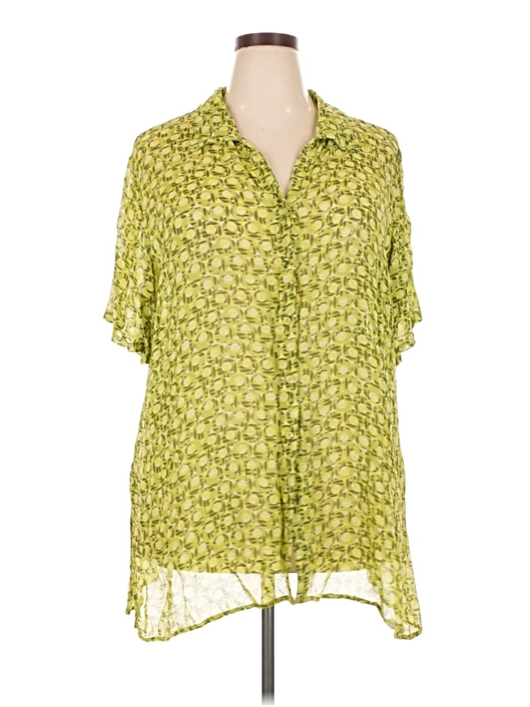 Pre-owned Avenue Short Sleeve Blouse In Green