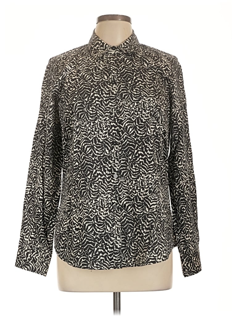 Pre-owned Foxcroft Long Sleeve Blouse In Black