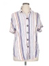 Apt. 9 100% Rayon Stripes White Short Sleeve Button-Down Shirt Size XL - photo 1