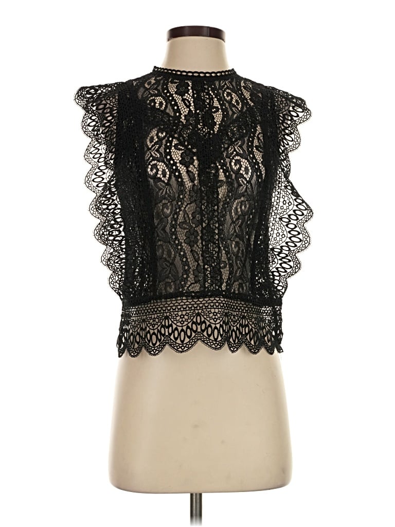 Pre-owned Zara Sleeveless Blouse In Black