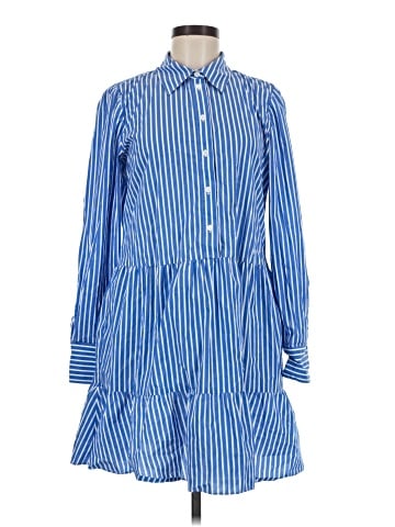 Madewell Tiered Mini Dress in Stripe Poplin (view 1)