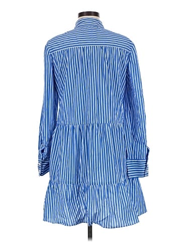 Madewell Tiered Mini Dress in Stripe Poplin (view 2)