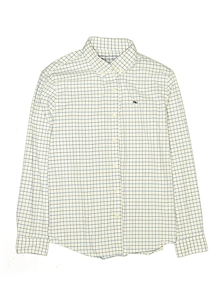 Pre-owned Vineyard Vines Performance Kids' Long Sleeve Button Down Shirt In Green