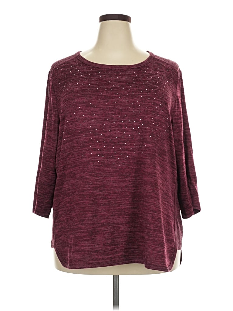 Pre-owned Rebecca Malone 3/4 Sleeve T-shirt In Burgundy