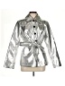 Avec Les Filles 100% Polyurethane Metallic Silver Raincoat Size M - photo 1