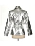 Avec Les Filles 100% Polyurethane Metallic Silver Raincoat Size M - photo 2