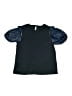 Zara 100% Polyester Black Blue Short Sleeve Top Size 13 - 14 - photo 2