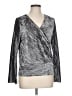 Tahari Metallic Silver Long Sleeve Top Size L - photo 1