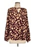 Nine West 100% Polyester Print Purple Brown Long Sleeve Blouse Size L - photo 1